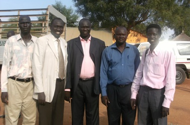 A group picture of South Sudanese journalists with their lawyer. (L-R) Ngor Garang, Dhieu Mathok, Molana Agok Makur and Dengdit Ayok (ST photo)