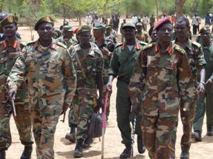Undated photo  released by the SPLM-N showing commanders from the Sudan People Liberation Movement-North at an undisclosed location