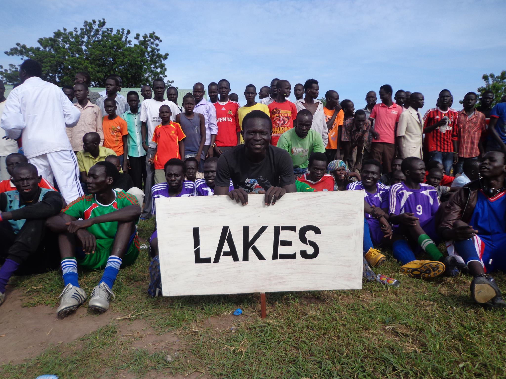 Lakes State youth gather in Rumbek to celebrate the appointment of Madong William Mading as the new state Culture, Youth and Sport, April 12, 2013 (ST)