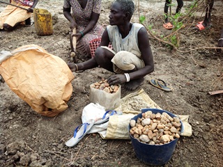 Harsh economic conditions have forced women like Elizabeth Nyawuok Gai to turn to crushing gravel to earn a living (ST)
