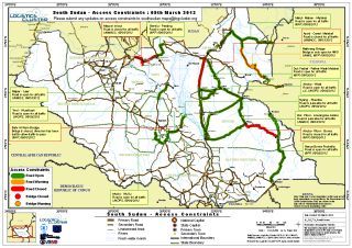 Map showing road networks in South Sudan (WFP)