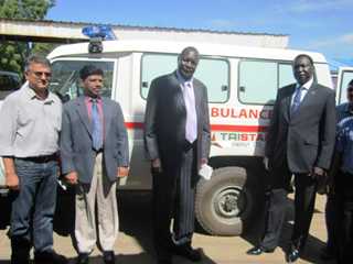 Minstry of Health and Tristar officials at the donation of the ambulance May 2, 2013 (ST)