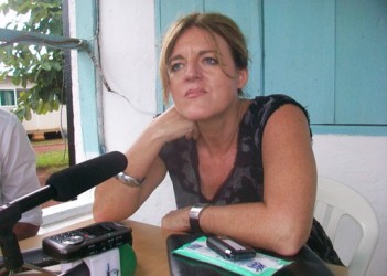 Hilde Johnson, speaking to reporters in Yambio, Western Equatoria state, July 17, 2012 (ST).