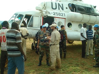 A UN helicopter carrying peacekeepers in Pibor county, Jonglei state, South Sudan (ST)