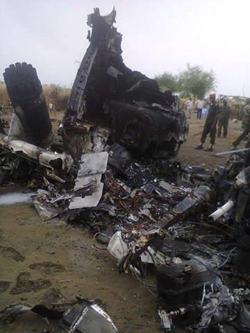 Site where military helicopter crashed in Damazin, Sudan June 6, 2013 (SMC)