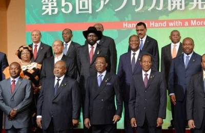 President Salva Kiir poses with other leaders of African countries during a photo session before the opening session of the Tokyo International Conference on African Development (TICAD) in Yokohama on June 1, 2013. (Getty)