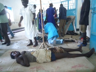 Injured people from the clashes in Pibor county being treated at Bor hospital. 14 July 2013 (ST)