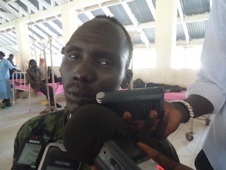 Chuol Ruac, who was part of the Luo Nuer group who attacked Pibor, speaking to the press at Bor hospital. July 14, 2013 (ST)