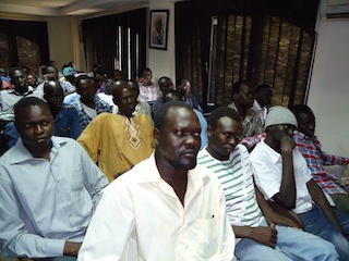 South Sudanese students in Cairo listening the eduction ministers statement (Photo: Julius Zindiah Madit)