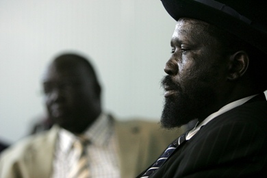 South Sudan president Salva Kiir pictured at the UNMISS headquarters in Malakal for a briefing on 5 December 2006 (Photo: File UNMIS)