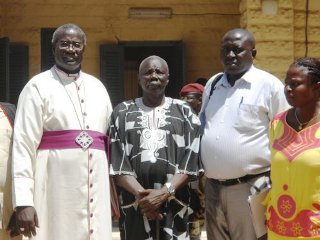 Archbishop Daniel Deng Bul and the rest of the Jonglei peace initiative team in Bor. March 23, 2012 (ST