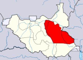 The map of Jonglei in red