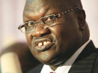 South Sudan’s Vice President Riek Machar speaks during a news conference after meeting Sudan’s Vice President Ali Osman Taha in Khartoum in 2011 (Reuters)