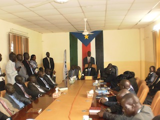 Unity state's new cabinet after taking their oaths on Monday 12 August 2013 (ST)