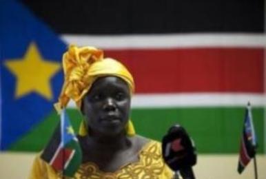 Anne Itto, SPLM acting secretary general, addresses reporters at a press conference Wednesday, April 14, 2010 in Juba, (File photo/AP)