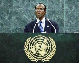 James Wani Igga delivers a speech at the meeting of the 70th session of the United Nations General Assembly  in New York City (UN Photo)