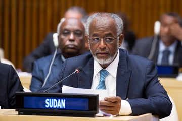 Ali Ahmed Karti, Minister for Foreign Affairs of the Republic of the Sudan, addresses a meeting of the Sudan/South Sudan Consultative Forum at UN headquarters in New York September 27, 2013 (UN Photo)