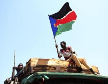 A man waves a South Sudanese flag as he celebrates the results of the referendum in Abyei on 31 October 2013 (Photo: Reuters/Goran Tomasevic)