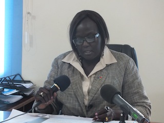 Jonglei health minister Jehan Michek Deng in her office in Bor town on 10 October 2013 (ST)