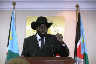 South Sudan's Salva Kiir speaks at the official opening of the presidency office (goss/Kenneth Thomas)