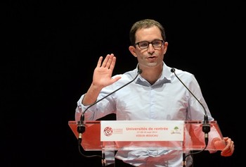 French Junior Minister for Social and Solidarity Economy Benoit Hamon speaks during a meeting of socialist mouvement 