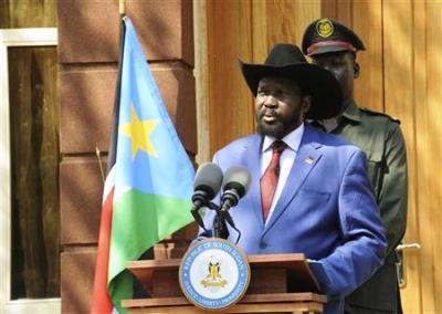 South Sudan's President Salva Kiir gives a press statement , in Juba February 2, 2012 (Issac Billy/UNMISS)