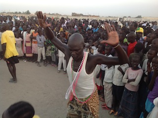 Nuer dancers from Unity state during Sunday's declarion of cultural activities in Bentiu Independent Stadium 10 November 2013 (ST)