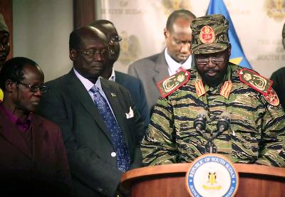 South Sudan's president, Salva Kiir, addresses a news conference at the presidential palace in the capital Juba, on 16 December 2013 (Photo: Reuters/Hakim George)