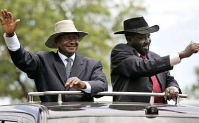 Ugandan president Yoweri Museveni (L), pictured with his South Sudanese counterpart Salva Kiir, has been criticised for meddling in the internal affairs of South Sudan (Photo: AFP/Getty)