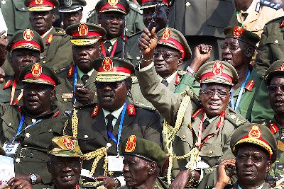 Generals from South Sudan's army celebrate during official independence day celebrations on 9 July 2011 (Photo: Getty Images)
