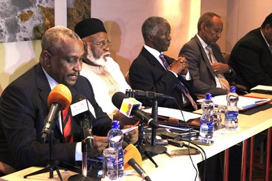 SPLM-N secretary-general and chief negotiator speaks at the opening session of peace talks in the Ethiopian capital, Addis Ababa, on 13 February 2014 (Photo: AUHIP)