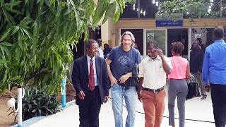 US actor John Prendergast (C) on arrival in Juba (Photo: Larco Lomayat)