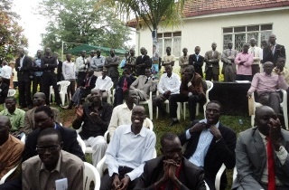 South Sudanese students at their embassy in Kampala, Uganda (ST/File)