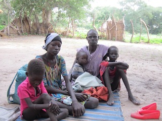 A family displaced from Bor by the current conlfict in Jonglei state. (Source: John Dau Foundation)