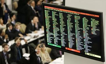 A digital display shows the results of a vote on a draft resolution upholding the territorial integrity of Ukraine at the United Nations headquarters on 27 March 2014 (Photo: AP/Seth Wenig)