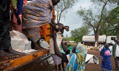 Refugees from Blue Nile state arrive at the Yusuf Batil refugee camp in South Sudan's Upper Nile state on 22 June 2012. The site is currently home to almost 40,000 refugees (Photo: Giulio Petrocco/AFP/Getty Images)