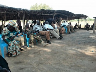 Pakam elders at a community peacebuilding meeeting Rumkoor, Lakes state, South Sudan (ST)