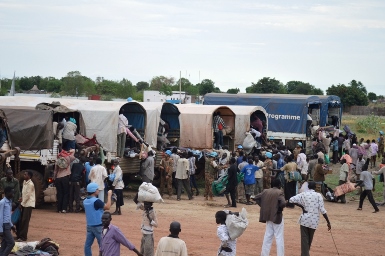 A UNMISS-supplied photo shows peacekeepers extracting civilians in Bentiu, the capital of South Sudan's oil rich Unity state, following the eruption of ethnically motivated violence