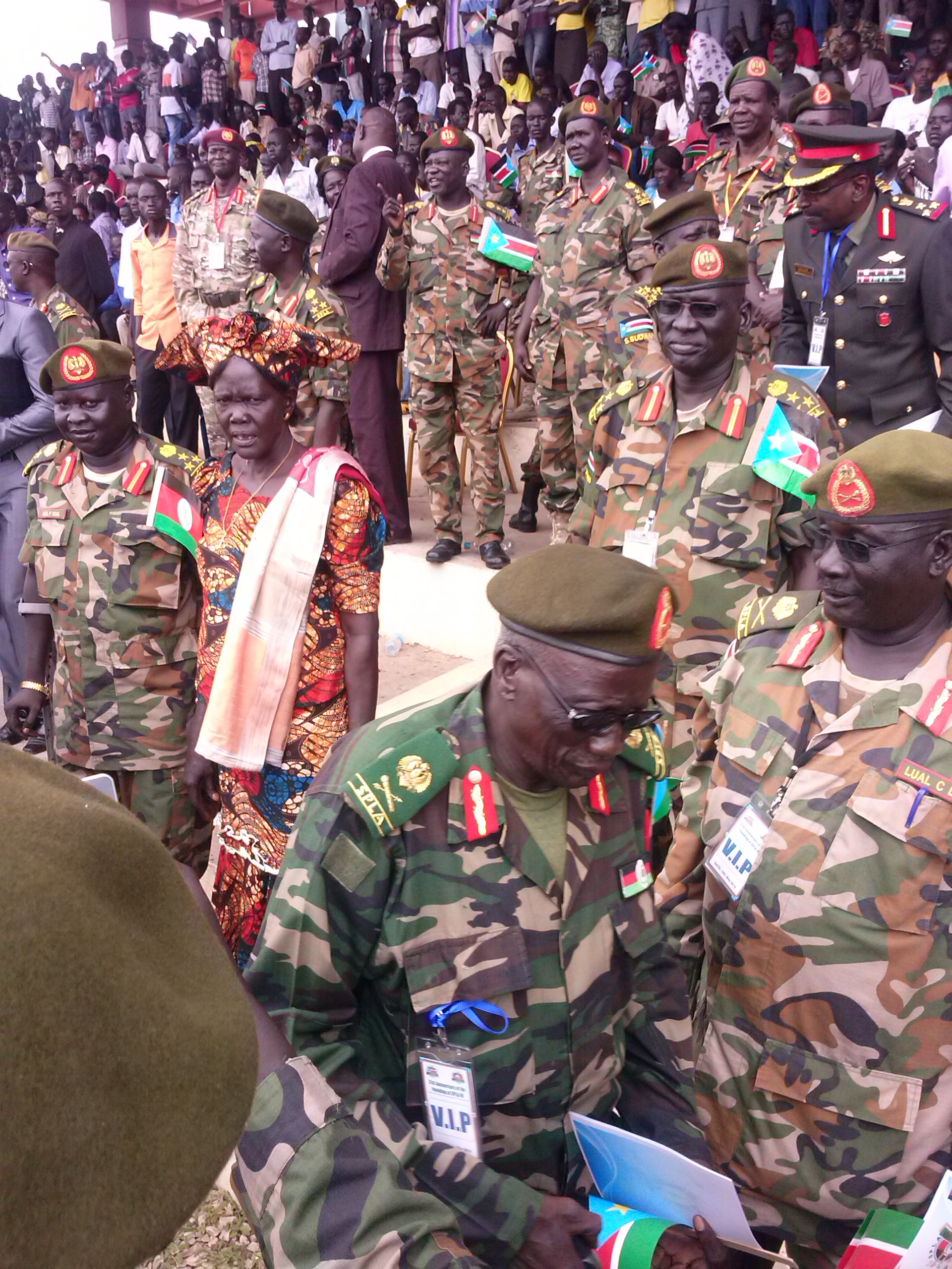 SPLA generals attend the 31st anniversary of the formation of the rebel force in Juba on May 16, 2014 (ST)