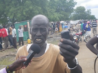 Panchol Deng Akol, speaking to press in Bor town on Tuesday 13 May 2014 (ST)