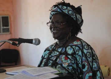 Eastern Equatoria state health minister Dr Margaret Itto talks to reporters after the World Health Orgnisation (WHO) agreed to contribute more than 0,000 for construction of a new maternity ward at Torit hospital (ST)