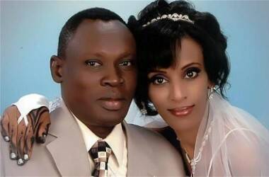 Meriam Yahya Ibrahim Ishag, pictured with her husband Daniel Wani on their wedding day