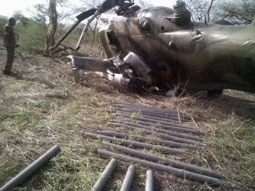 SPLM-N handout of the Sudan army chopper it claimed to have downed