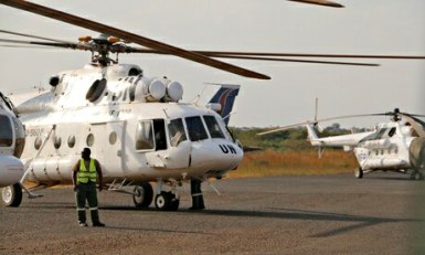 A UN-contracted Mi-8 helicopter very similar to this crashed in South Sudan's Unity state on 26 August 2014, killing three Russian crew members on board (AP)