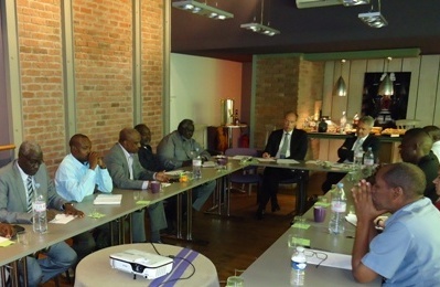 Finish international development minister, Pekka Haavisto, (center right) meets with the SRF leaders in Paris on 31 July 2014 (Photo provided by the SRF)