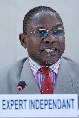 Mashood Baderin, the outgoing independent expert on the situation of human rights in Sudan, at the 27th session of the UN Human Rights Council (UNHRC) on 24 September 2014 (Photo: UN/Jean-Marc Ferré)