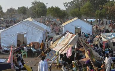 UN compounds across South Sudan, like this one in the capital, Juba, became makeshift camps for displaced people following the outbreak of violence in mid-December last year (AFP)