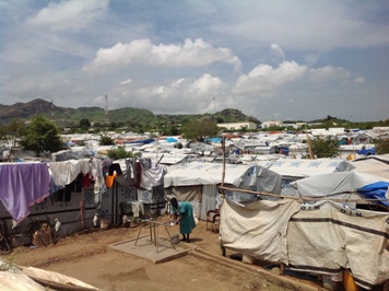 An aerial view of a UN camp for internally displaced people in South Sudan's capital, Juba (ST)