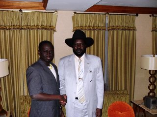 Gordon Buay Malek (L) with South Sudan President, Salva Kiir (Laco Lomayat)