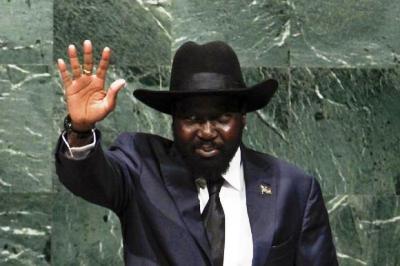 South Sudan's President Salva Kiir gestures before addressing the 69th United Nations General Assembly at the U.N. headquarters in New York September 27, 2014 (Reuters/Eduardo Munoz)